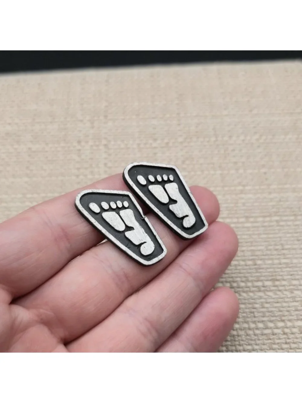 Vintage Pewter Footprint Cufflinks, Silver Novelty Barefoot Men's Gift A8134